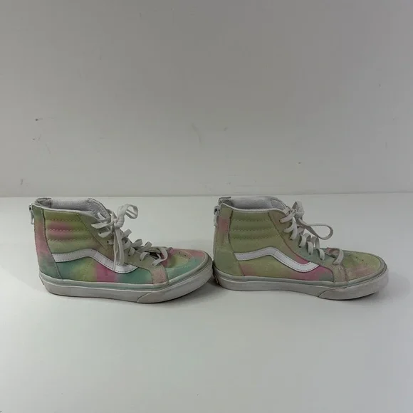 High-Top Tie-Dye Canvas Zip Up Vans Sneakers - Pastel Pink & Green - Picture 5 of 13